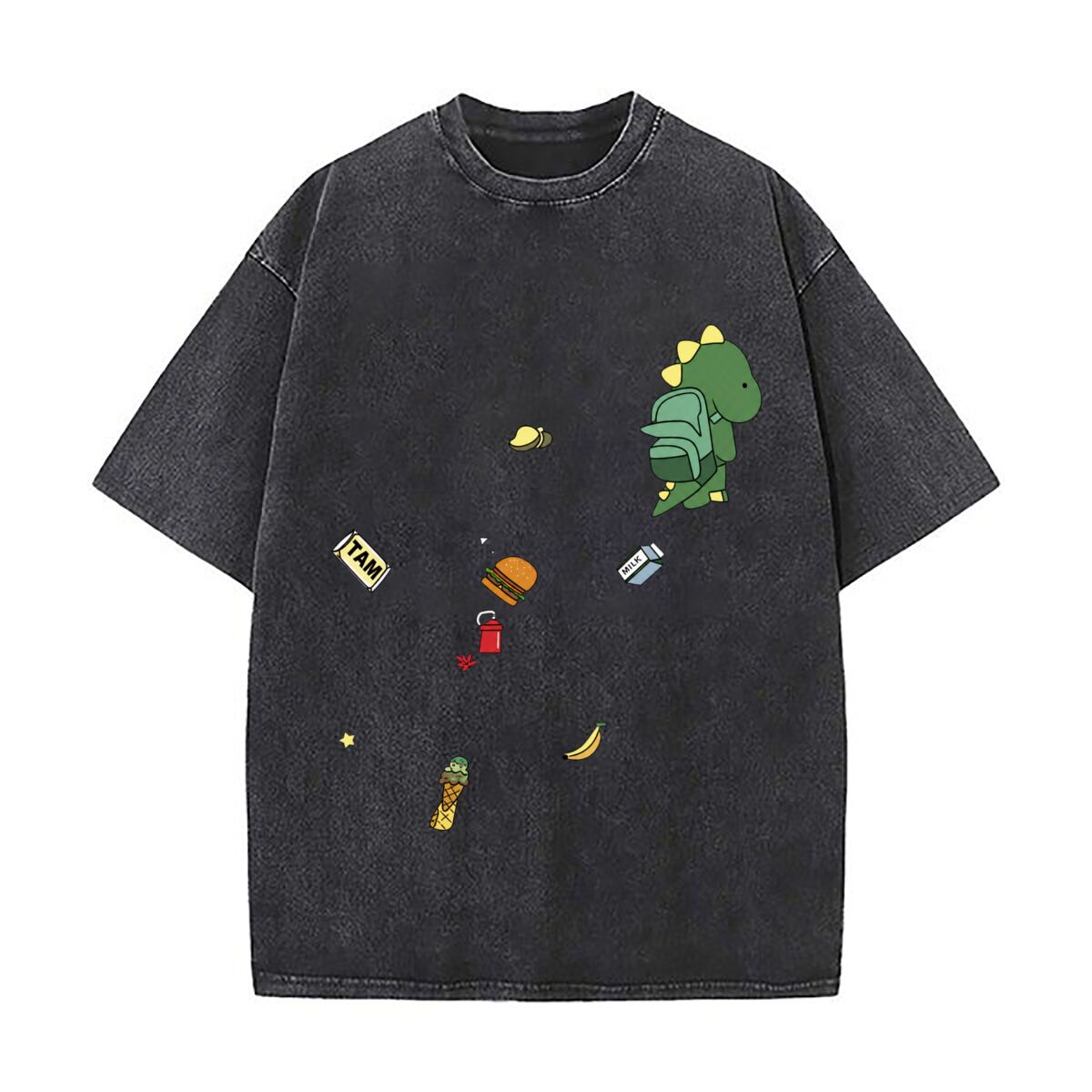 Food City Snacks - Ilustrasi Doodle Makanan Ringan Ransel Dinosaurus