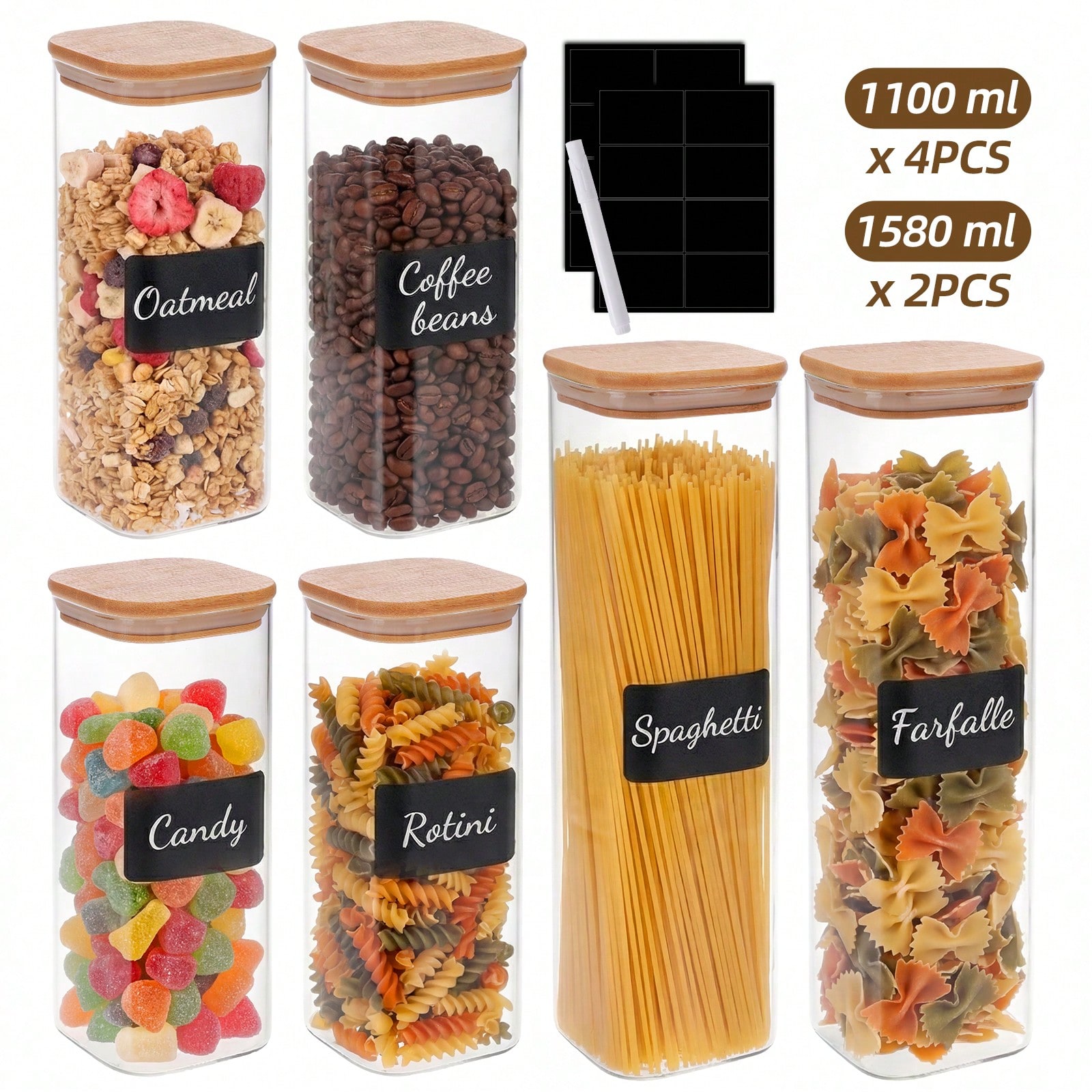 Wadah Penyimpanan Makanan Kaca - Food Snacks Label ulasan dan harga