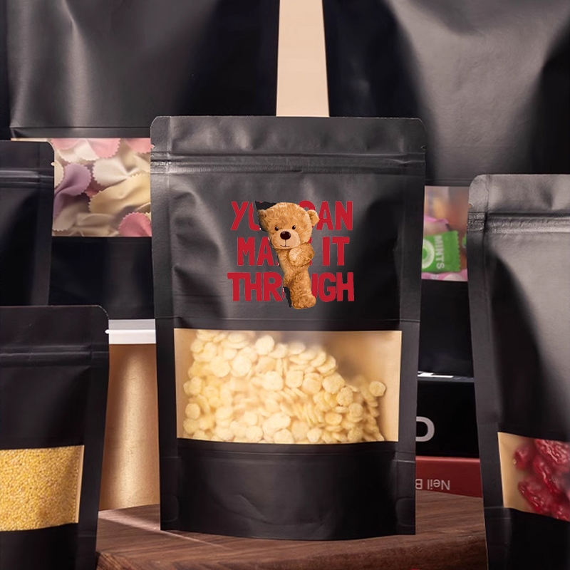 Kantong Kertas Kraft Hitam Gro - Food Snacks Logos ulasan dan harga